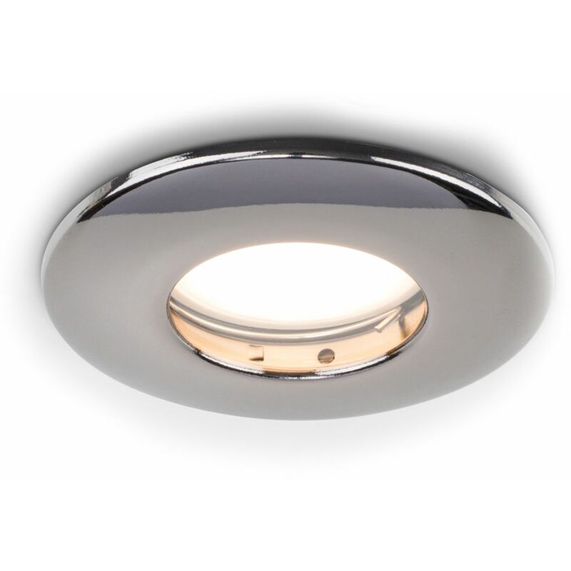 Fire Rated Bathroom IP65 Domed GU10 Ceiling Downlight - Black Chrome - Warm White Bulb