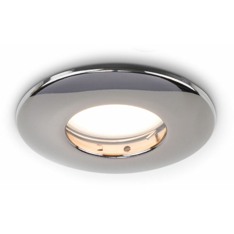 Fire Rated Bathroom IP65 Domed GU10 Ceiling Downlight - Black Chrome - Cool White Bulb