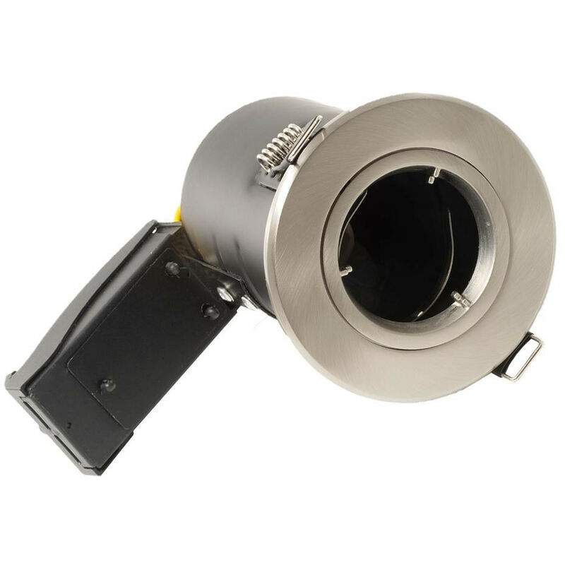 Fire Rated Fixed Downlight for GU10 - Brushed Steel - Brushed Steel