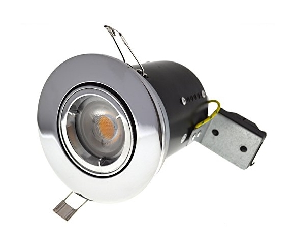 Fire Rated GU10 Lamp Holder Fitting 240v Mains Recessed Ceiling Spot Light Down lighter - Chrome