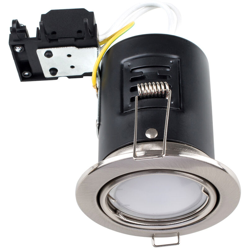 Fire Rated GU10 Tiltable Recessed Ceiling Downlight - Brushed Chrome