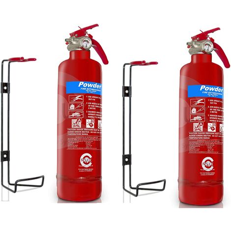 Fire Safety Essentials Lot de 2 extincteurs a poudre seche ABC Ideal pour les maisons, bateaux, cuisines, bureaux et lieux de travail 1 kg
