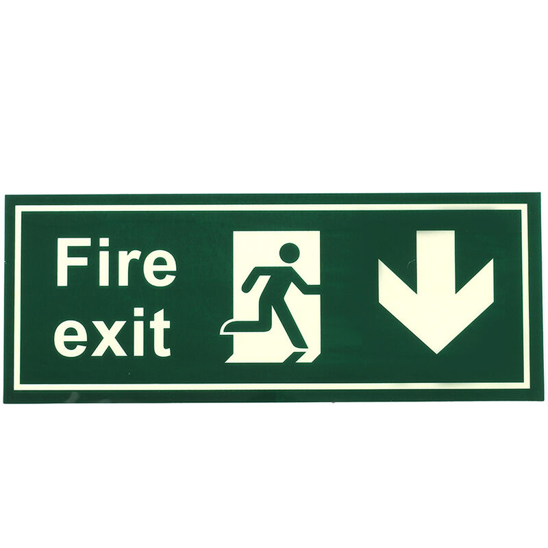 Fire Safety Exit Sign Warning Guidance Signage Luminous,for Stairway Hallway Hotel Basement Use,Green