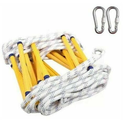 FUHUIDA TRADING Fire Safety Fire Ladder Flame Resistant with 2 Carabiners - 3M - 3M Escape Rope Ladder