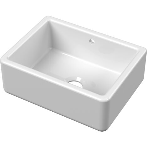 Fireclay Traditional Single Bowl Butler Kitchen Sink with Overflow - 595mm - Balterley