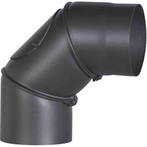FireFix R150/B - Tubo per stufa, in acciaio spesso 2 mm, diametro 150 mm, per camini e focolari, Senotherm, nero, regolabile da 0 a 90 gradi, con porta di pulizia
