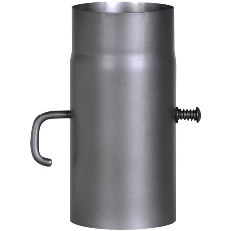FIREFIX RD130/2D - Tubo per stufa, in acciaio spesso 2 mm, diametro 130 mm, per camini e focolari, Senotherm, grigio scuro, lunghezza 250 mm, con lembo di regolazione
