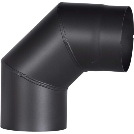 FIREFIX Tubo per stufa R150/BO in acciaio spesso 2 mm, diametro 150 mm, per stufe e focolari, Senotherm, nero, 90 gradi, senza porta di pulizia