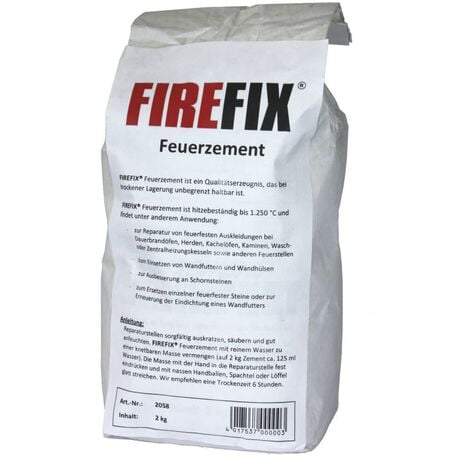 FireFix Zement feuerfest 2 kg Feuerzement für Ofen Kamin Ofenbau Kaminmörtel
