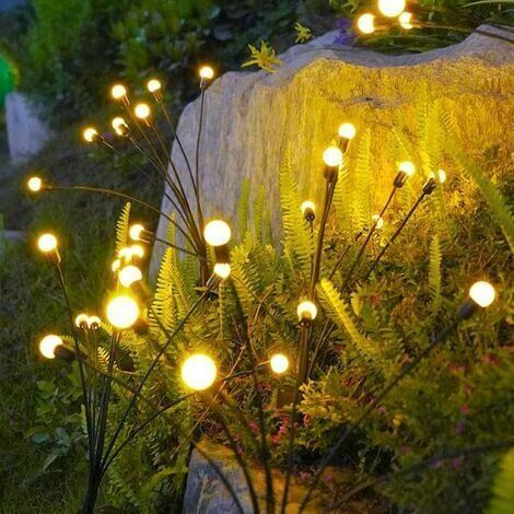 KZQ Firefly LED-Solarleuchte, wasserdichte dekorative Außenleuchte für den Garten, warmes Farblicht, 6 Lichter