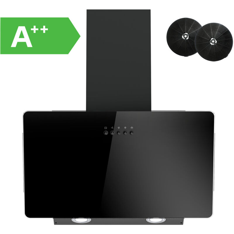 Firegas - 60cm Angled Chimney Cooker Hood with 332m³/h, LEDs, Brushless Motor,Push Button Control, Extraction & recirculation, Efficiency a++ [Energy