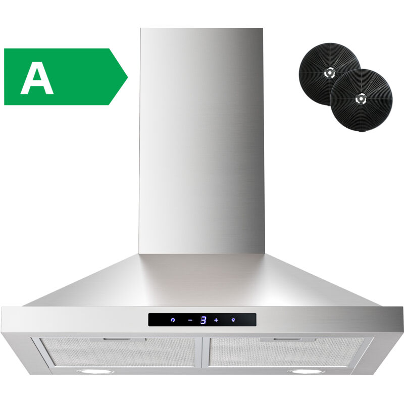 Firegas - Chimney Cooker Hood 60 cm, 3 Speeds, 335 m³/h,Touch controls, Recirculation/Extraction, Stainless Steel Extractor Hood,Wall Mounted Range