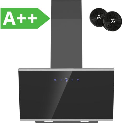 FIREGAS Campana Extractora 60 cm - Recirculación y extracción - 400 m³/h - 3 velocidades - Filtro de carbón activo CC130 - Negro - Pantalla táctil - A++