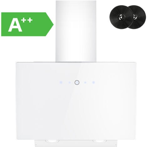 FIREGAS Cappa aspirante 60 cm, capacità di testa della cappa aspirante con 578 m³/h di potenza di aspirazione, 9 livelli di regolazione, controllo touch, scarico/ricircolo possibile, bianco