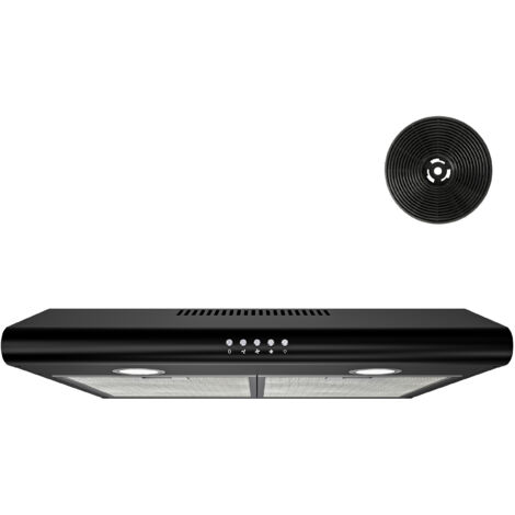 FIREGAS Hotte aspirante 60 cm - Hotte aspirante avec pare-soleil - Eclairage LED - Filtre à charbon inclus - Aspiration et recirculation - Hottes aspirantes de cuisine