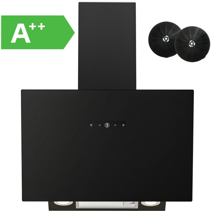 Firegas - Hottes Aspirantes 60cm, Hotte de Cuisine Inclinée, 578m³/h Puissance d'aspiration élevée, Avec levier d'air, verre dépoli