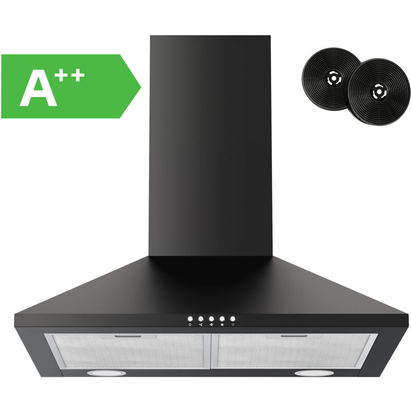 Firegas - Hotte aspirante Murale 60cm, 3 vitesses, Classe énergétique a++ ,Noir