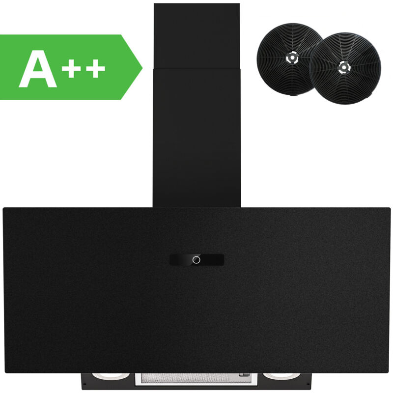 Firegas - Hottes Aspirantes 90cm, Hotte de Cuisine Inclinée, 578m³/h Puissance d'aspiration élevée, Evacuation ou Recyclage,A++