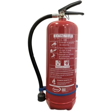 Fireless – Extincteur 6L eau pulvérisée avec additif – Classe AB – Capacité d'extinction 21A-144B – Certifié NF-CE/EN3 – Support mural inclus