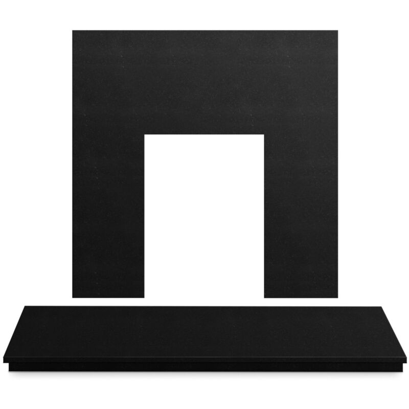 Fireplace Back Panel And Hearth Set In Black Granite 48 Inch 1259