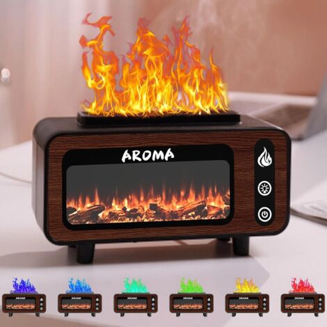 Fireplace Diffuser,Simulation Flame Humidifier with 7 Colors Light Essential Oil Diffuser for Home,Mute Auto Shut Off Function for Bedroom Office Spa Yoga
