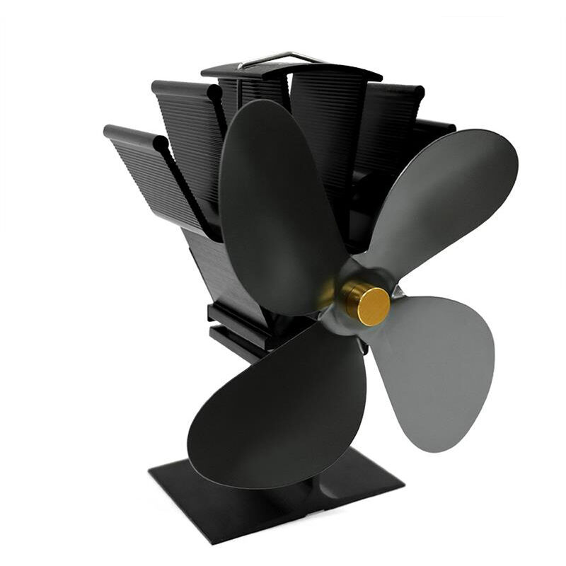 Asupermall - Fireplace fan 4-blade thermodynamic fan, thermoelectric power generation,Gray