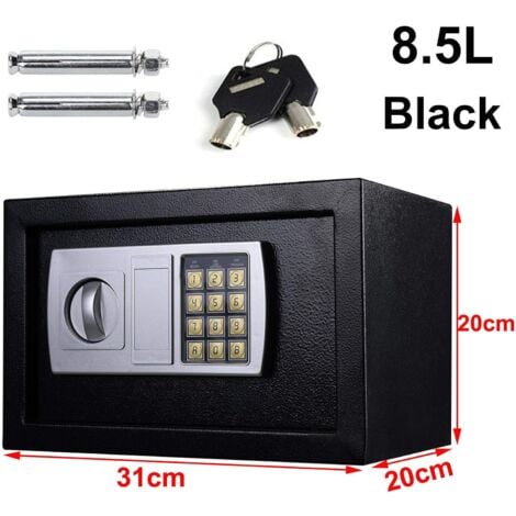 Fireproof 8.5L Electronic Password Security Safe Money Cash Deposit Box Office Home Safe Password Key Anti-theft Safe Box Wall Mounted Home Safety Security Lock Boxes 4.8KG