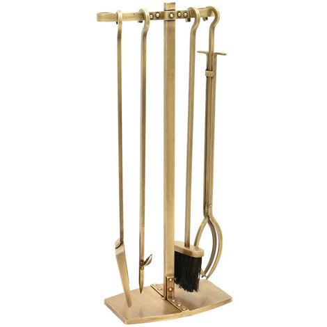 Fireside Companion Set - Iron - L18 x W28.5 x H72 cm - Brass
