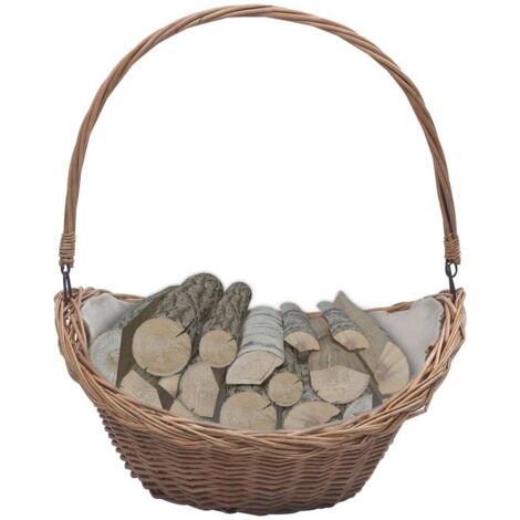 Firewood Basket with Handle 57x46.5x52 cm Brown Willow vidaXL