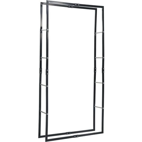 Firewood Rack Black 100x25x200 cm Steel