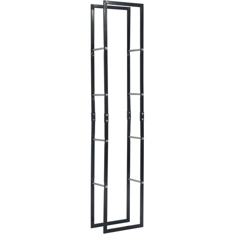 Firewood Rack Black 40x25x200 cm Steel