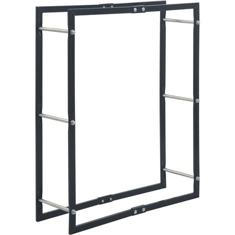 Firewood Rack Black 80x25x100 cm Steel