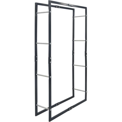 Firewood Rack Black 80x25x150 cm Steel