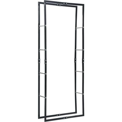 Firewood Rack Black 80x25x200 cm Steel