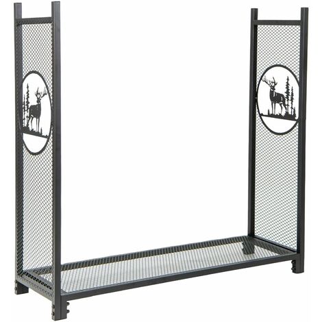 Firewood Rack Stand Heavy-Duty Log Rack Holder Mesh Sides Fireplace Wood Storage
