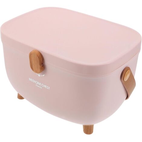First Aid Box with Handle - Portable Medicine Container, Dustproof Container Pink