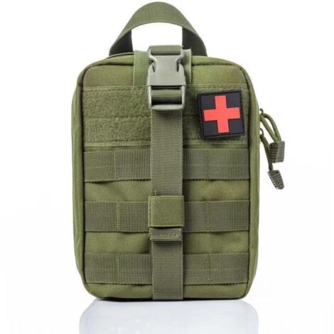 First aid kit, survival kit, emergency first aid kit, camping/workplace medical kit, army green (empty)