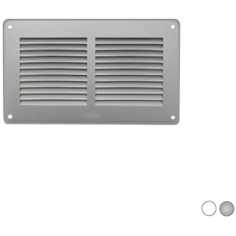 First grille de ventilation me'tallique rectangulaire a' chevaucher avec filet anti-insectes 240x140 mm espacement des trous 215x115 mm couleur aluminium argente' adapte'e aux environnements salins in