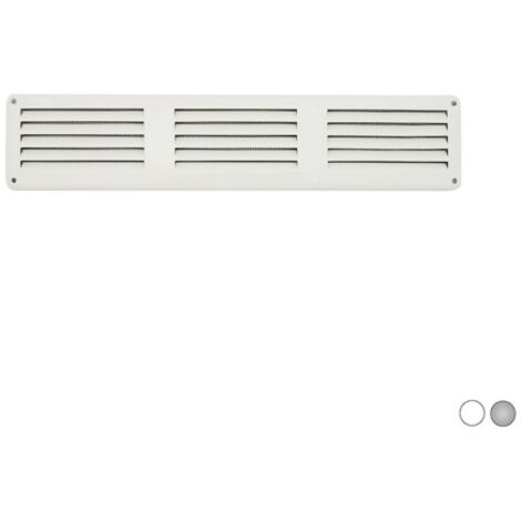 First grille de ventilation me'tallique rectangulaire a' chevaucher avec filet anti-insectes 300x60 mm espacement des trous 290x50 mm couleur blanche adapte'e aux environnements inte'rieurs et exte'ri