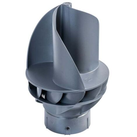 First Plast – Aspirateur éolien en ABS et acier inox – Base cylindrique Ø110-125 mm – Finition métal pour renouvellement d'air efficace