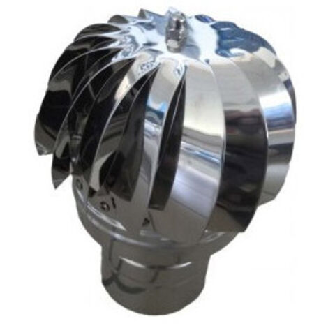 First Plast – Aspirateur éolien inox – Base cylindrique Ø100mm – Ventilation cheminée et poêle – Renouvellement d'air par vent