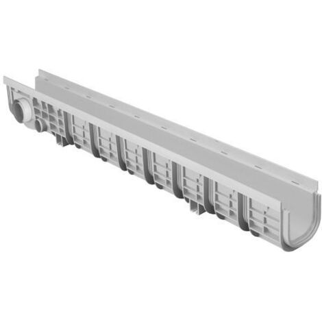 First Plast – Caniveau d'évacuation en polypropylène 130 x 1000 mm – Hauteur 200 mm – Sorties latérales 75/80/100/110 mm – Découpes tous les 10 cm - 130XL