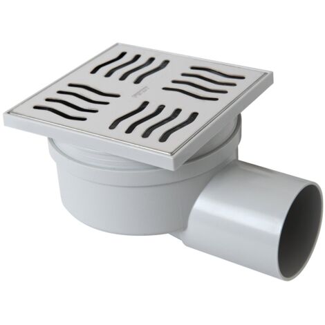 First Plast CHABS1050IN Chiusino Sifonato in ABS con Griglia, Argento (Inox), 100x100 mm