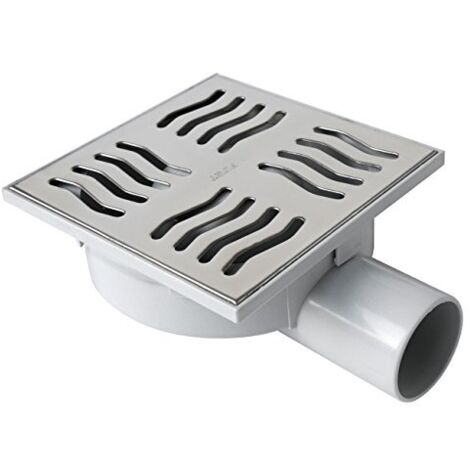 First Plast CHABS15IN Chiusino Sifonato in ABS con Griglia, Argento (Inox), 150x150 mm