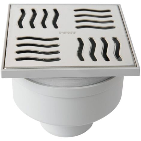 First Plast CHABSV1050IN Chiusino Sifonato in ABS con Griglia, Argento (Inox), 100x100 mm