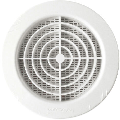 First Plast – Grille aération VMC ronde à encastrer Ø100 – Moustiquaire intégrée – Installation facile avec agrafes – Passage d'air 18,5 cm²
