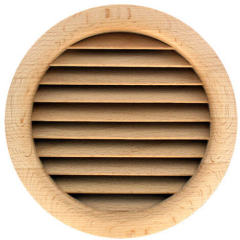 First Plast – Grille aération VMC ronde en bois de chêne Ø130mm – Pour ouverture Ø125mm – Passage d'air 52cm² – Profondeur volets 18mm