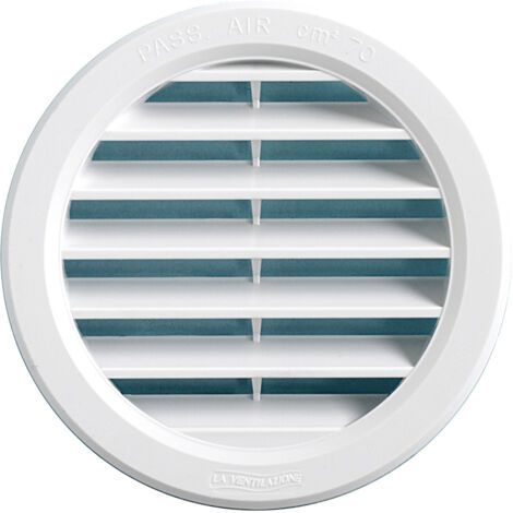 First Plast – Grille d'aération ronde PVC 132 mm – Tube 110 mm – Surface de passage 80 cm² – Pour cloisons intérieures – Garantie 10 ans