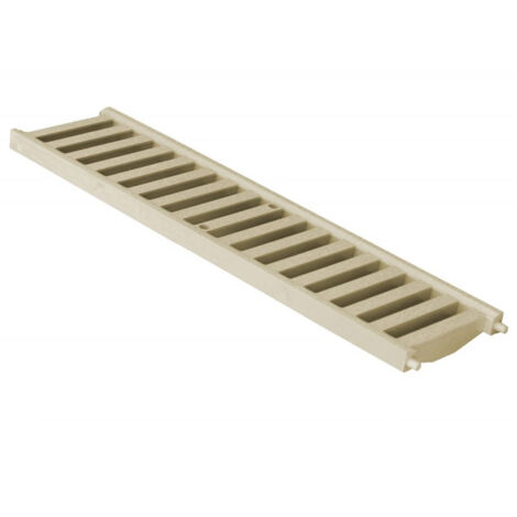 First Plast – Grille mi-renforcée pour caniveau 130mm – PVC anti-choc – Résistance 7500KG – Longueur 500mm – Couleur sable