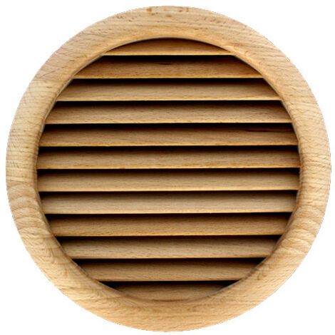 First Plast – Grille ventilation ronde bois à encastrer Ø extérieur 172mm – Ø de perçage 160mm – Passage d'air 74 cm² – Profondeur volets 19mm